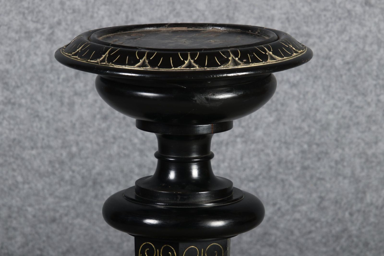 Home Decor Antique Art Nouveau Floral Column In Black Gold, 1900 photo