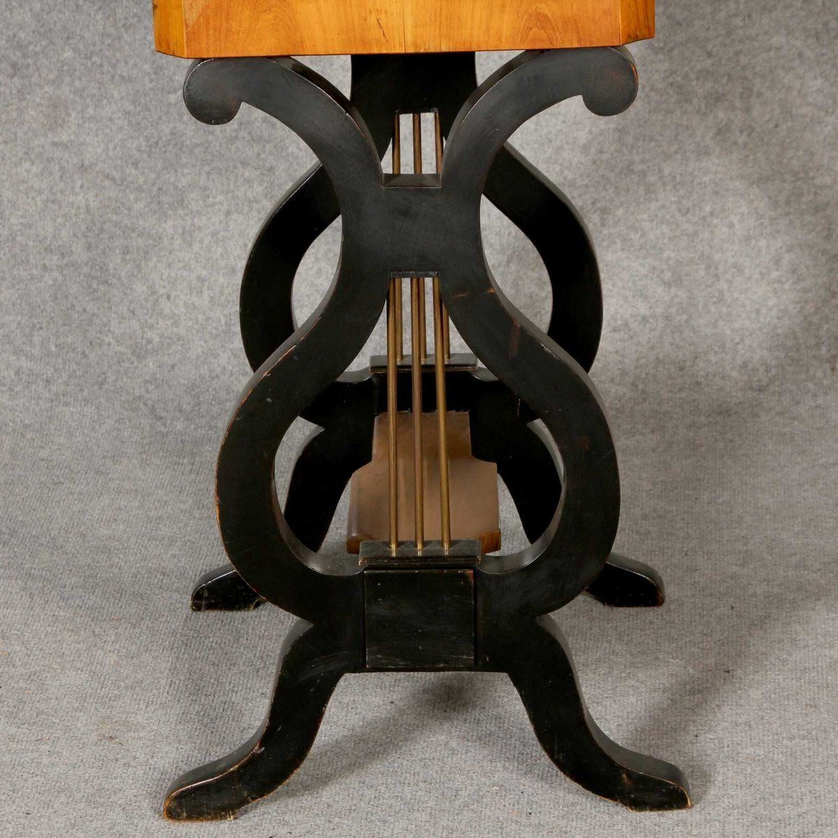 19th Century Lyra Sewing Table In Black Cherry Wood, 1820 photo vinterior