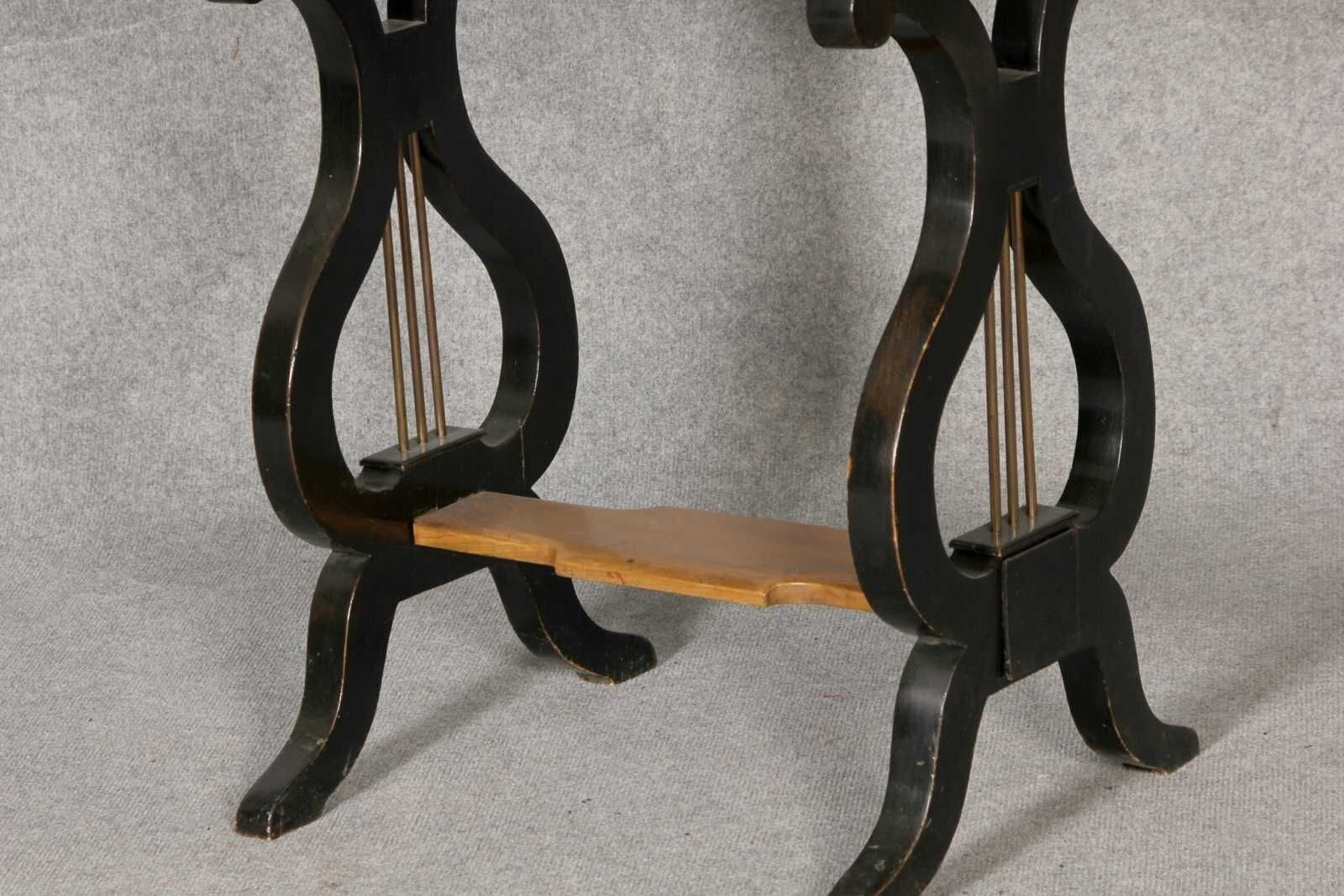 Furniture 19th Century Lyra Sewing Table In Black Cherry Wood, 1820 photo