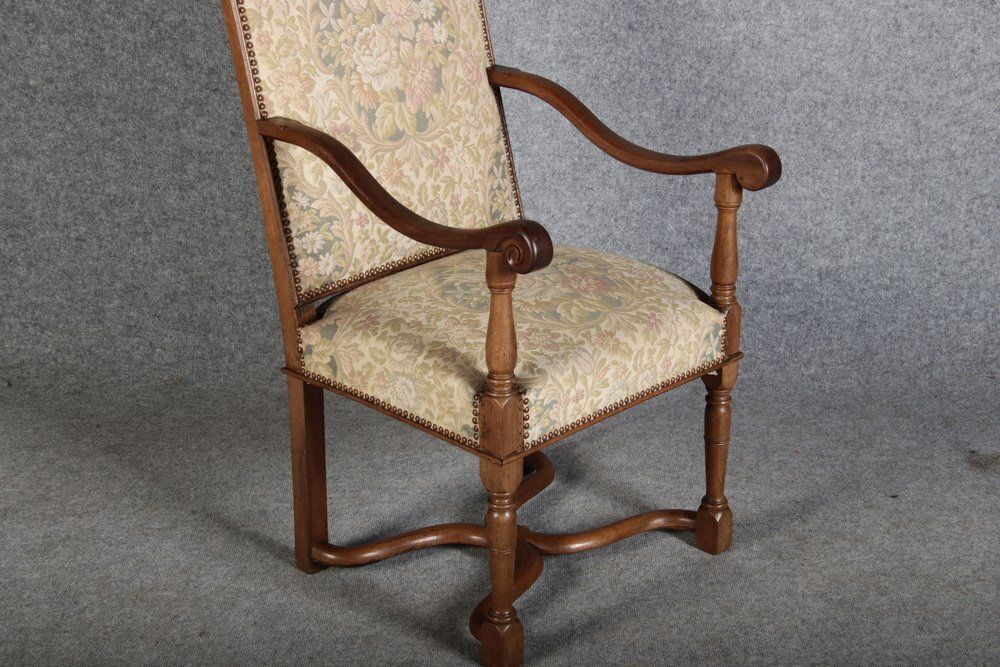 photo buy Antique Armchair With Floral Cover In Walnut, 1880