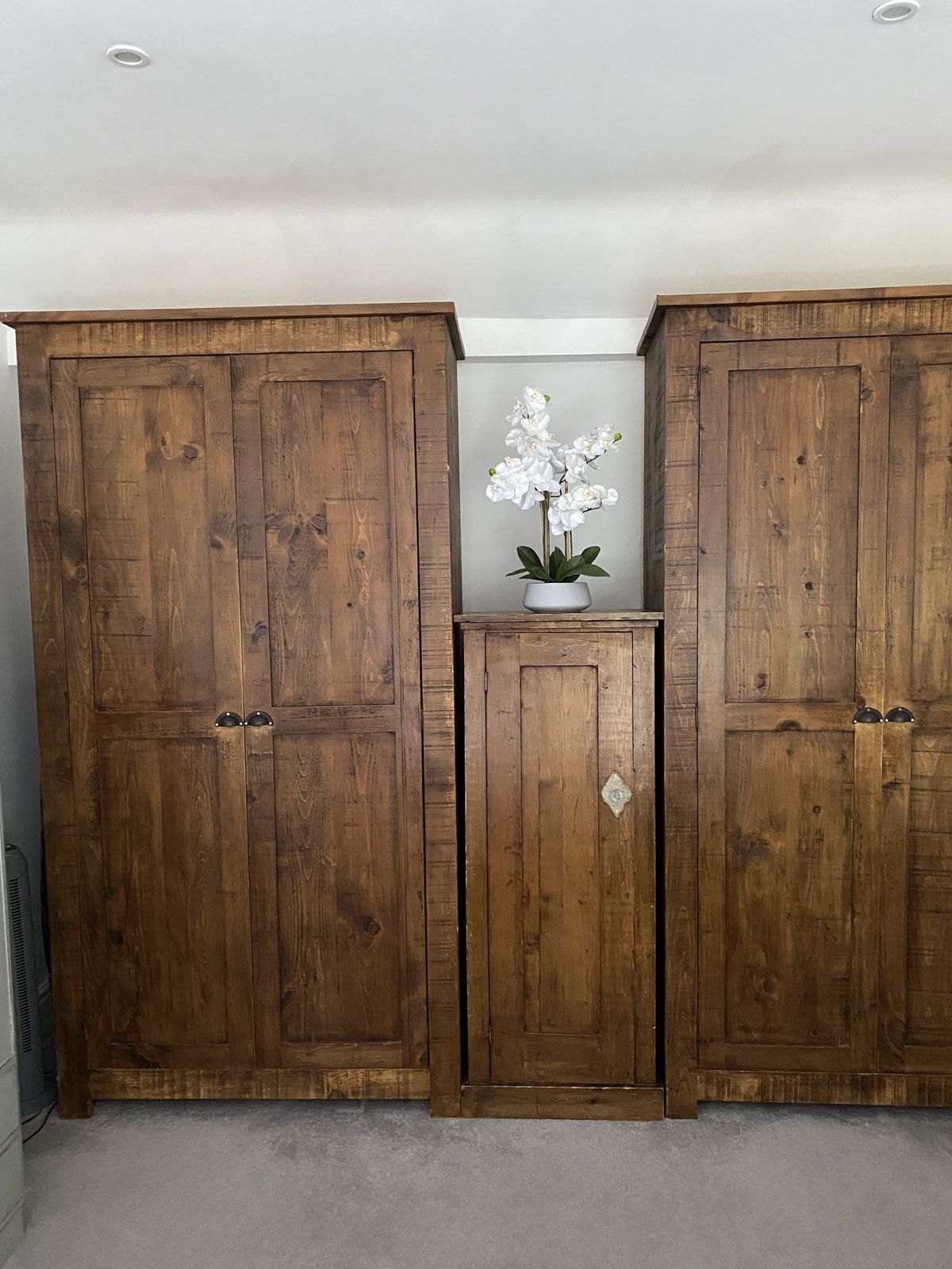 Pair Of Tall Wardrobes Custom Handmade Planed Solid Wood 7ft 6” Tall
