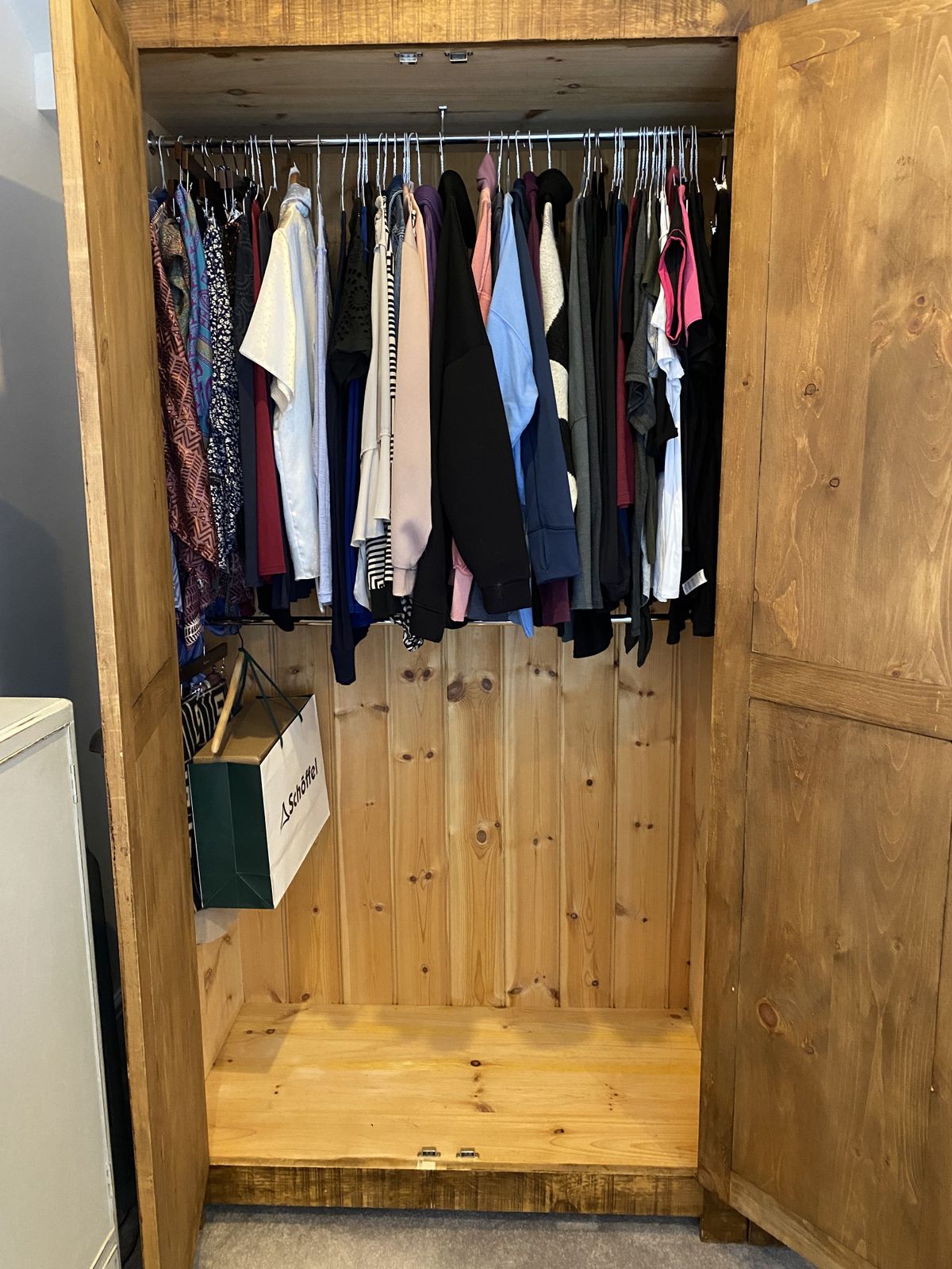Pair Of Tall Wardrobes Custom Handmade Planed Solid Wood 7ft 6” Tall photo vintage