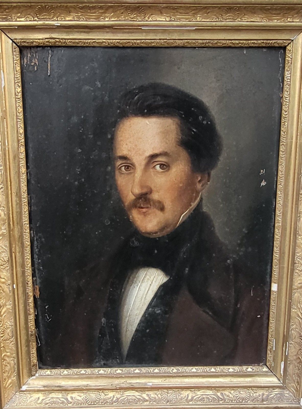 Portrait Of Man. Oil Painting On Wood Panel 19th Century photo buy