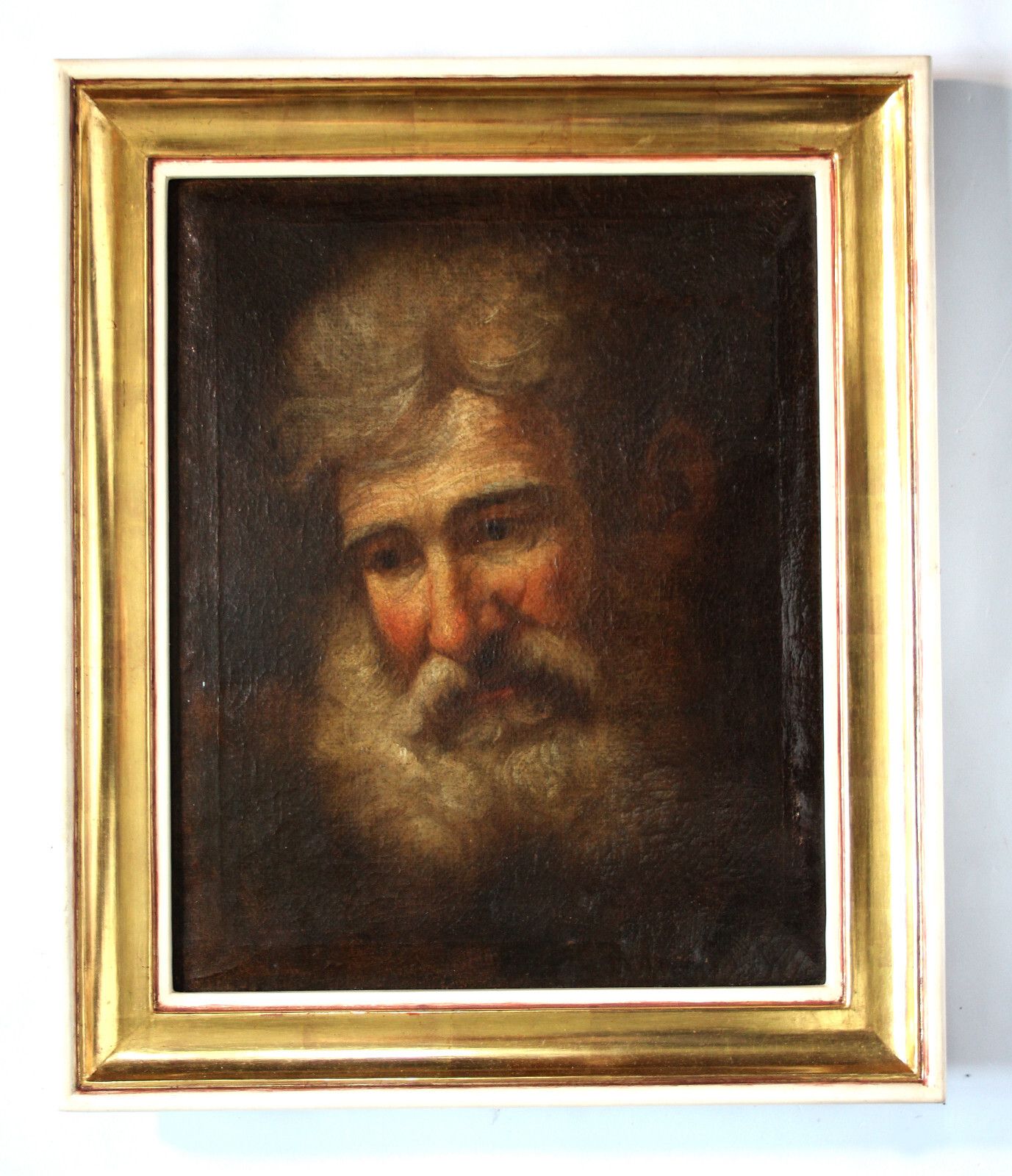 Baroque Portrait Of An Old Man/Saint With Grey Beard 18th Century