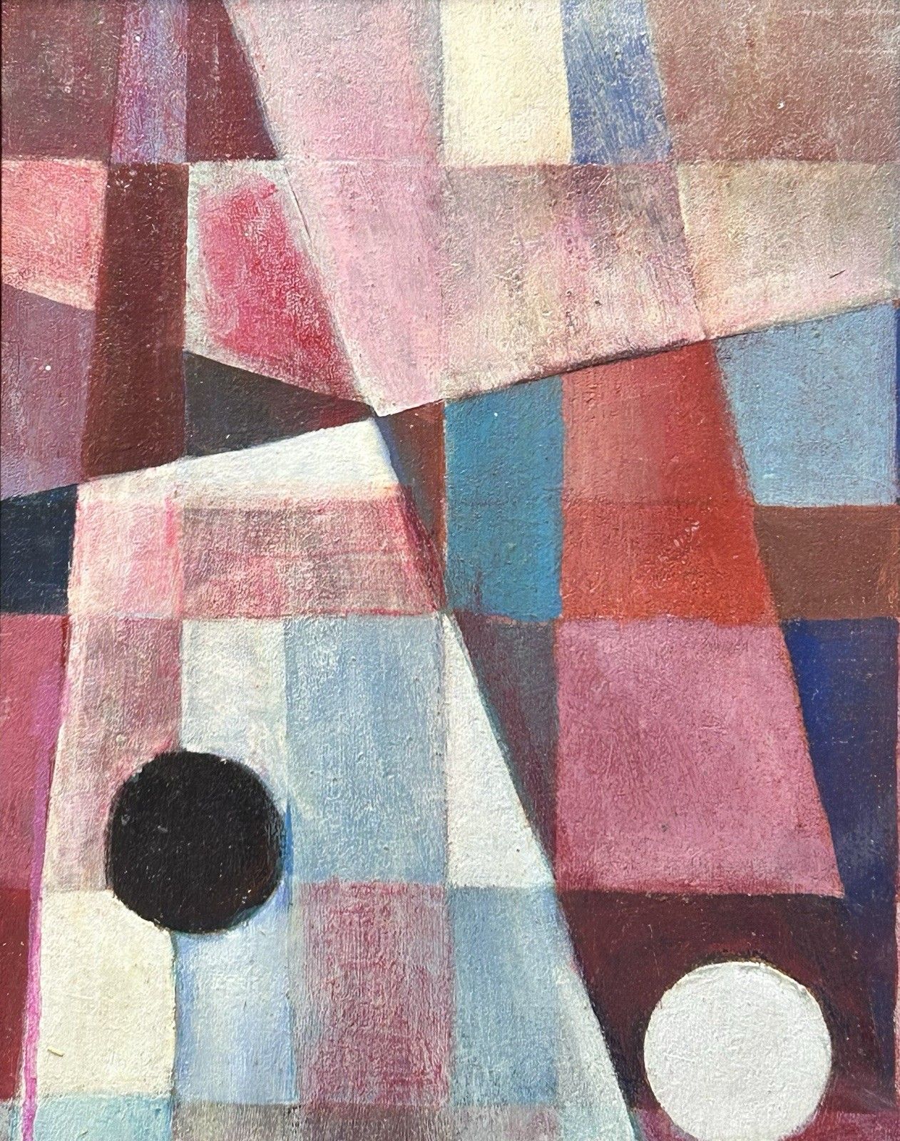 Antique Original Oil Painting, Modernist Abstract Composition 1970s, Framed photo for sale