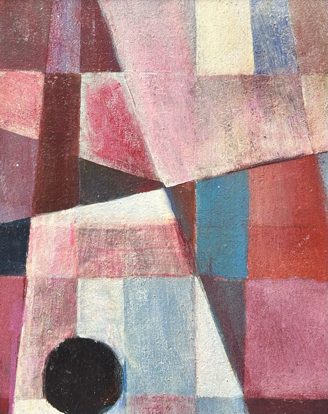 photo furniture Antique Original Oil Painting, Modernist Abstract Composition 1970s, Framed