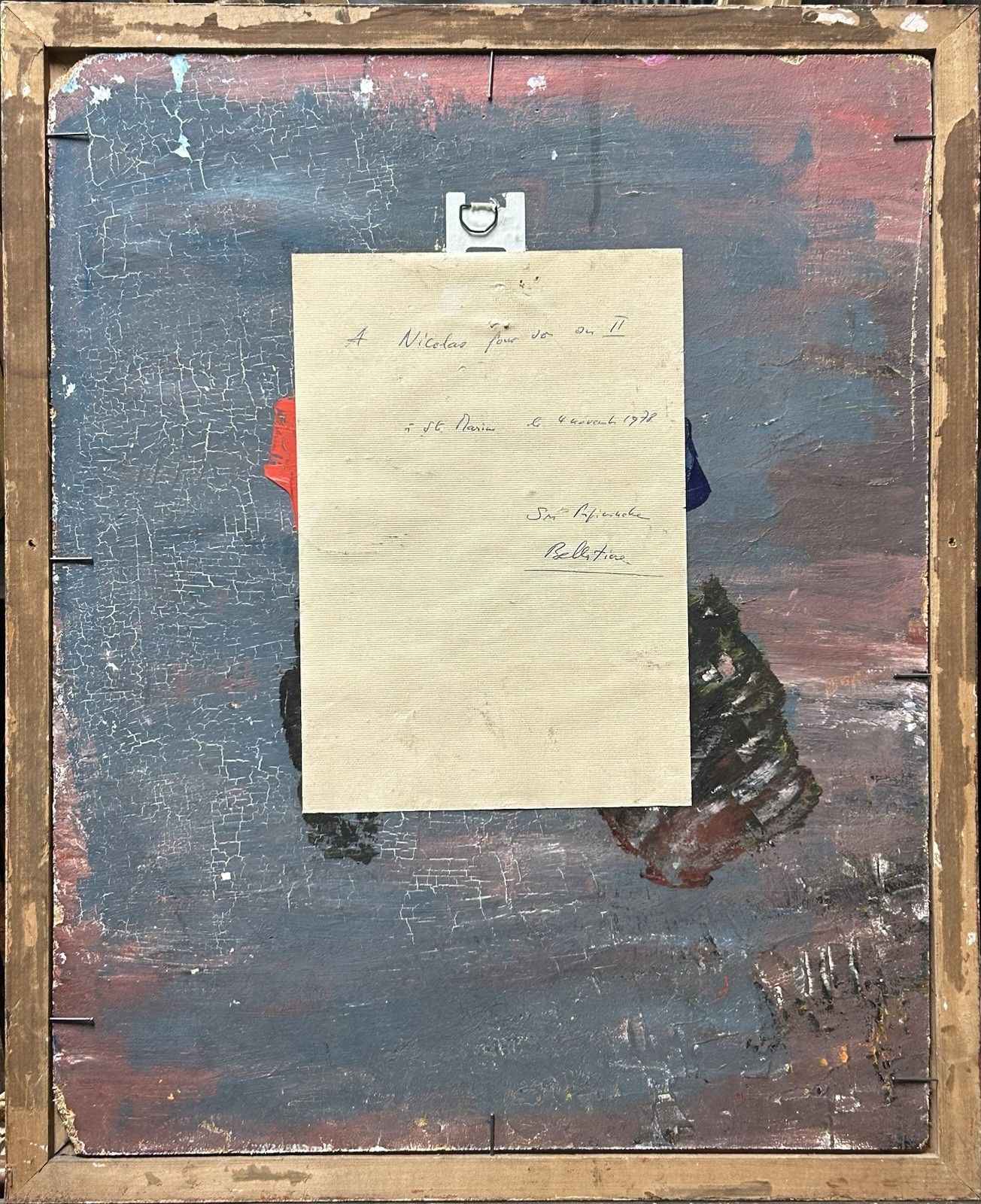 photo for sale Antique Original Oil Painting, Modernist Abstract Composition 1970s, Framed