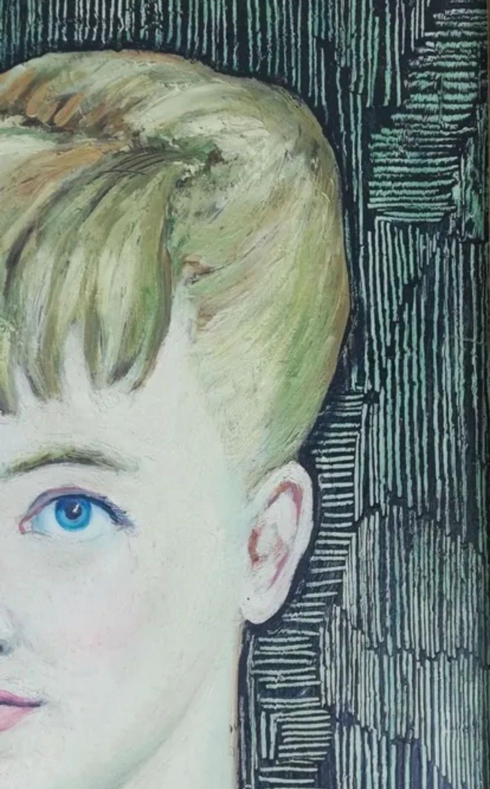 Antique Oil Painting Portrait Woman Impressionist 20th Century photo vinterior