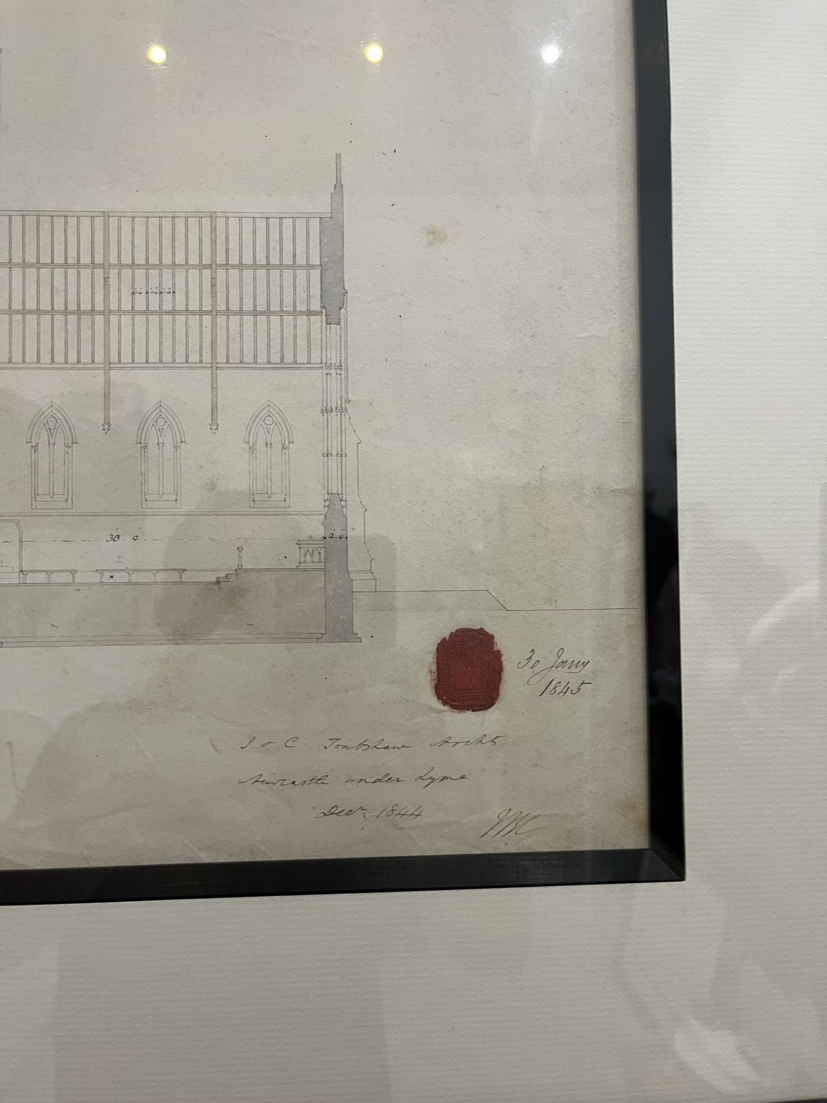 5 Original Architects Drawings (1745)of St James Church In Congleton. All 5 Are Originals Not Prints & Have All Been Mounted, Framed & Sympathetically Preserved By Professional Framers Sherratt & Reece In Leek. photo vintage