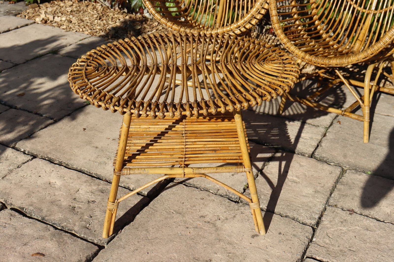 photo vinterior Rattan And Bamboo Garden Furniture Attributed To Franco Albini, Italy, 1960s, Set Of 4