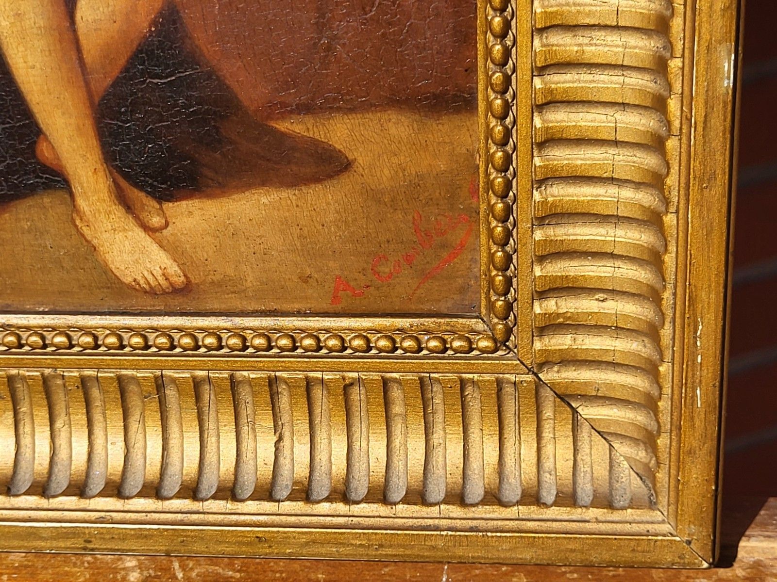 Female Nude. Oil Painting On Wood Panel Signed Style Xlxth Century photo vintage