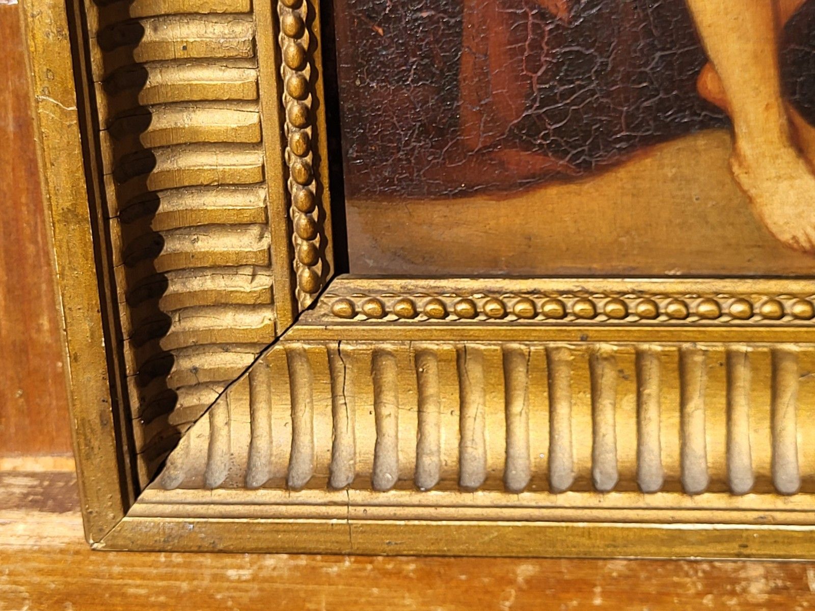 photo furniture Female Nude. Oil Painting On Wood Panel Signed Style Xlxth Century