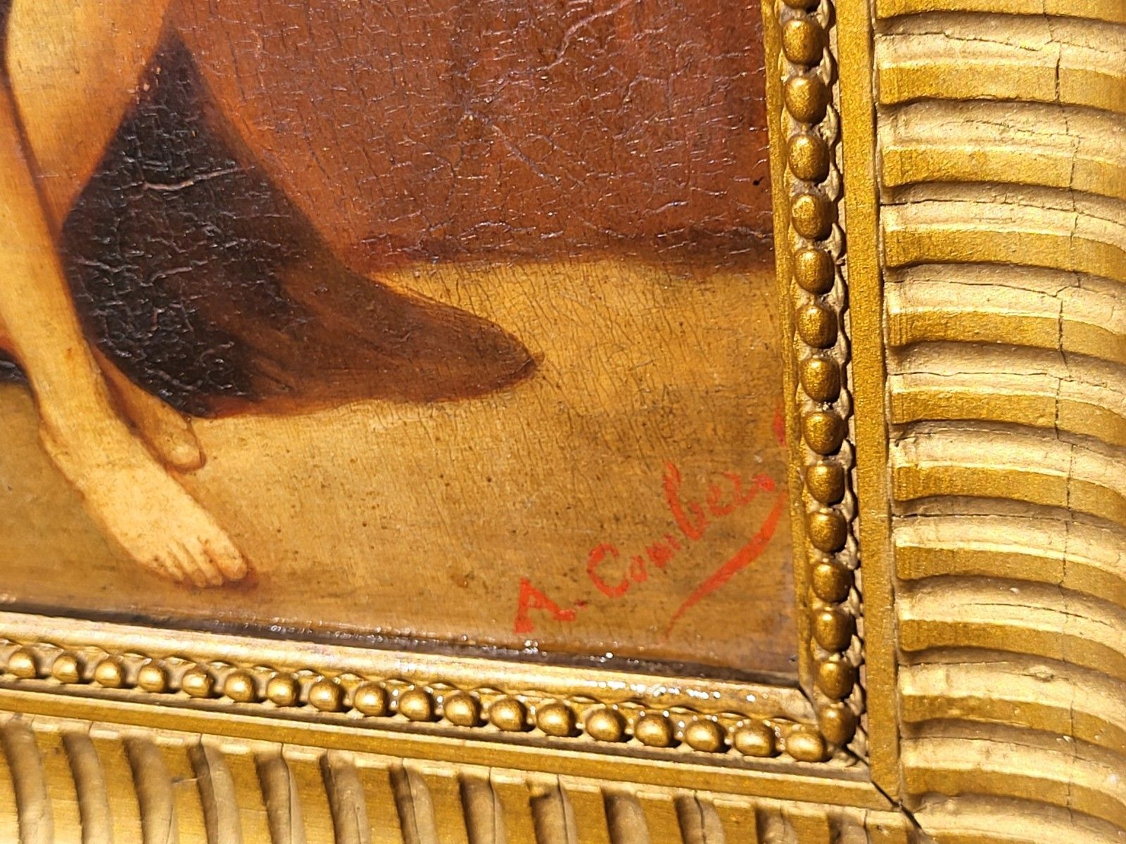 photo for sale Female Nude. Oil Painting On Wood Panel Signed Style Xlxth Century