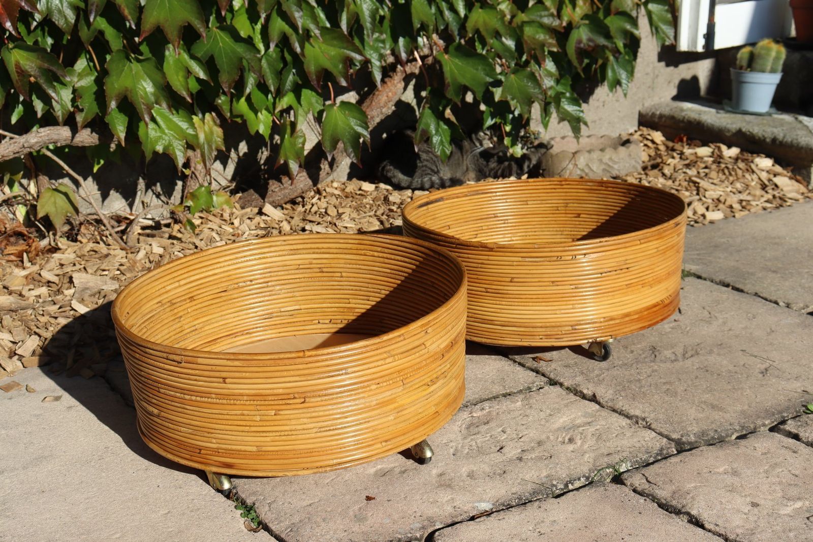 Italian Rattan Planters, 1960s, Set Of 2 photo furniture