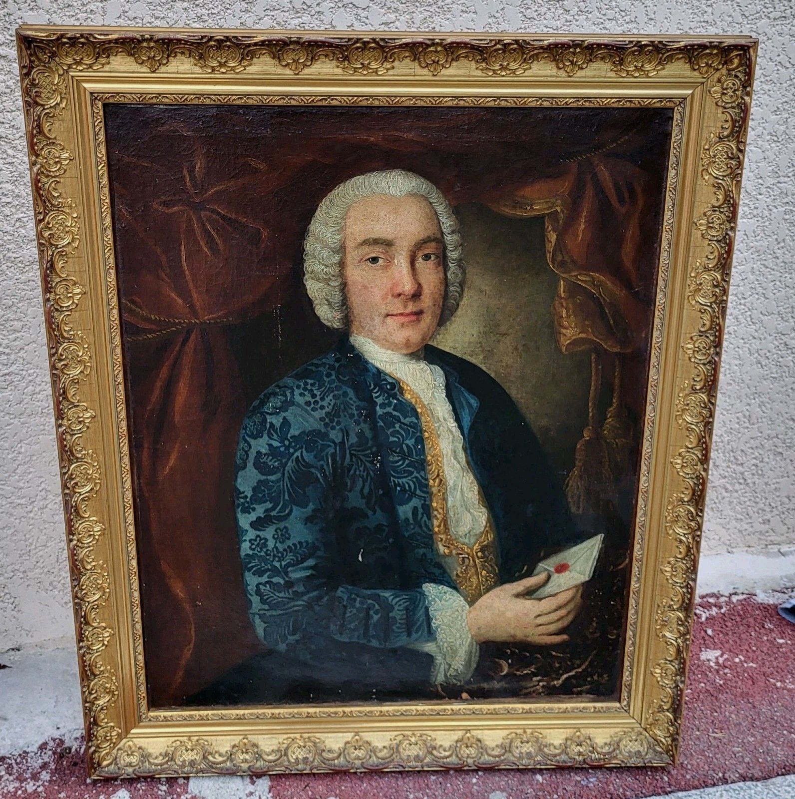 18e Eeuwse Franse School. Portret Van Een Man: Olieverf Op Doek. photo for sale