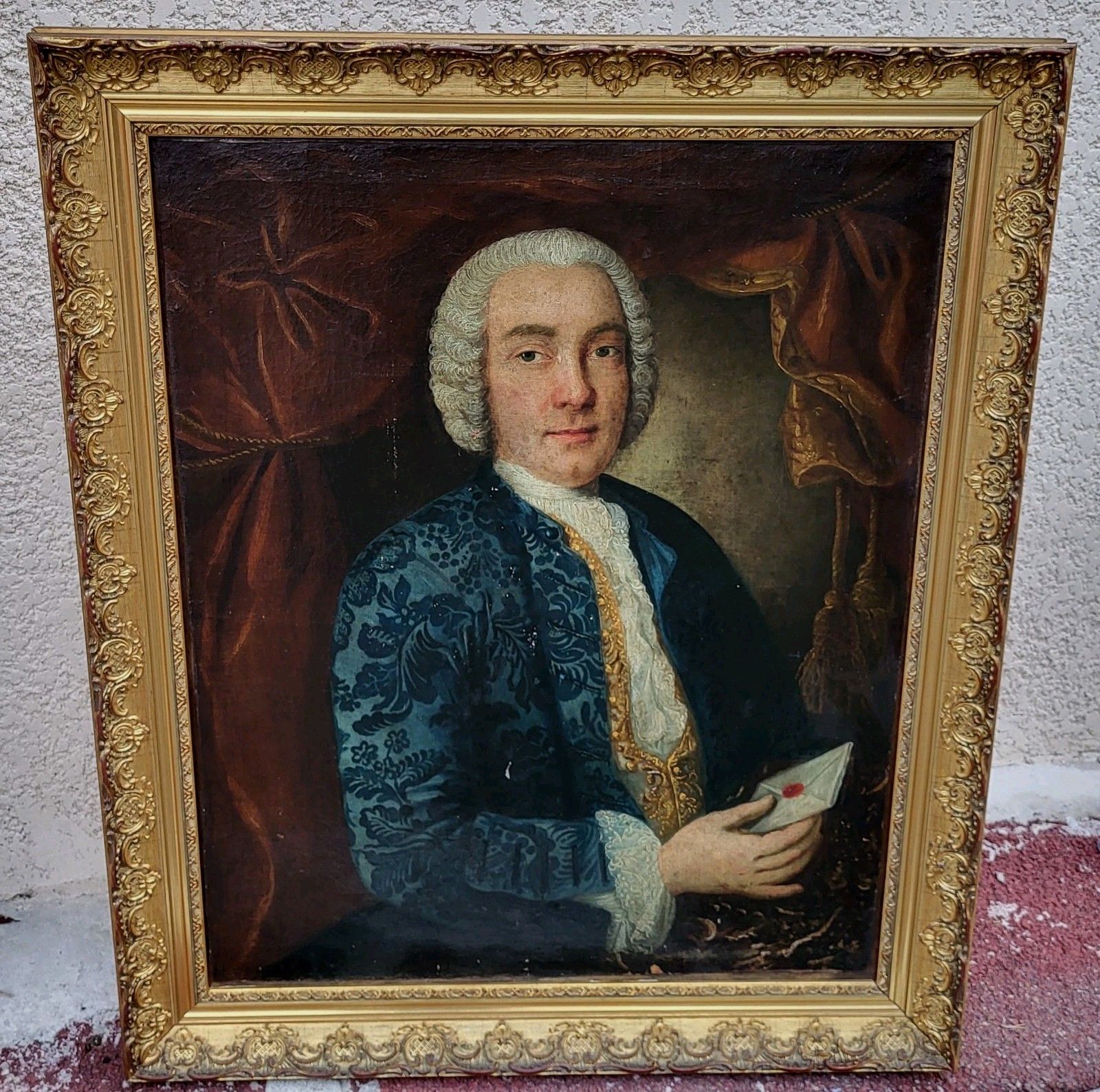 18e Eeuwse Franse School. Portret Van Een Man: Olieverf Op Doek. photo vinterior