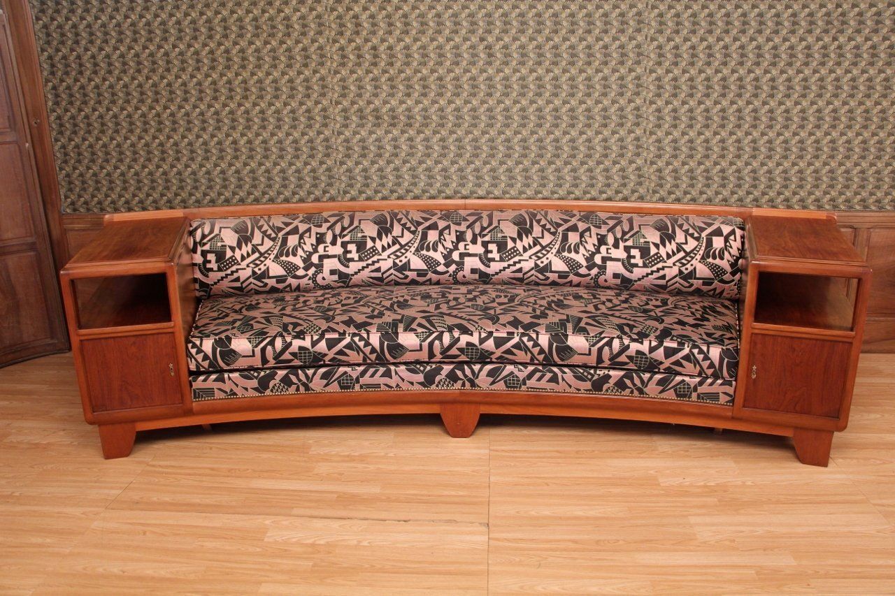 Large Art Deco Bench Sofa From Ateliers Majorelle, 1930s