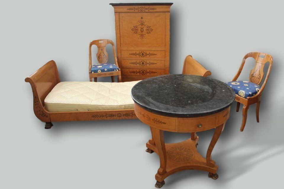 Antique Charles X French Bedroom Set, Set Of 5