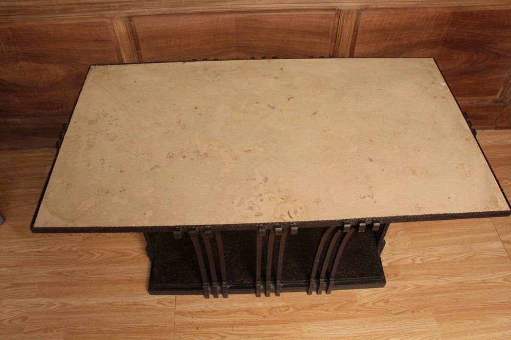Art Deco Coffee Table In Wrought Iron By Edgar Brandt photo Furniture