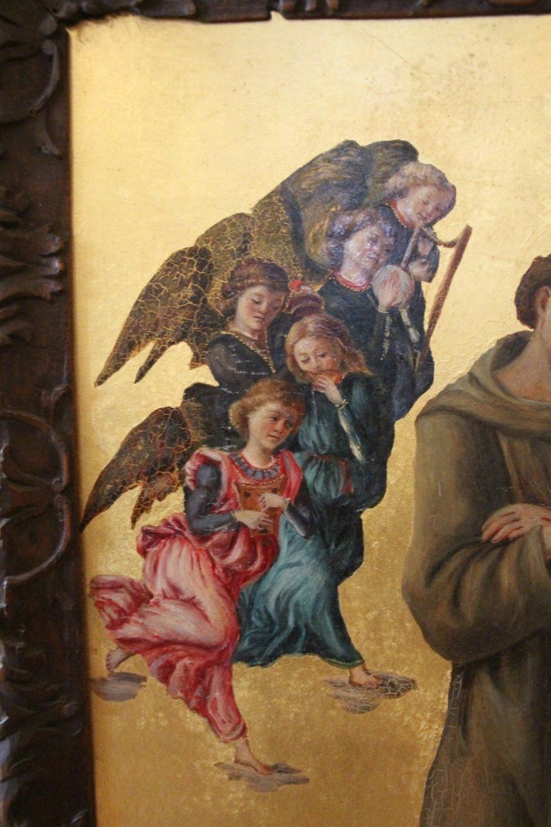 After Sandro Botticelli, St. Francis Of Assisi With Angels, 1800s, Oil On Canvas, Framed photo 2585.0