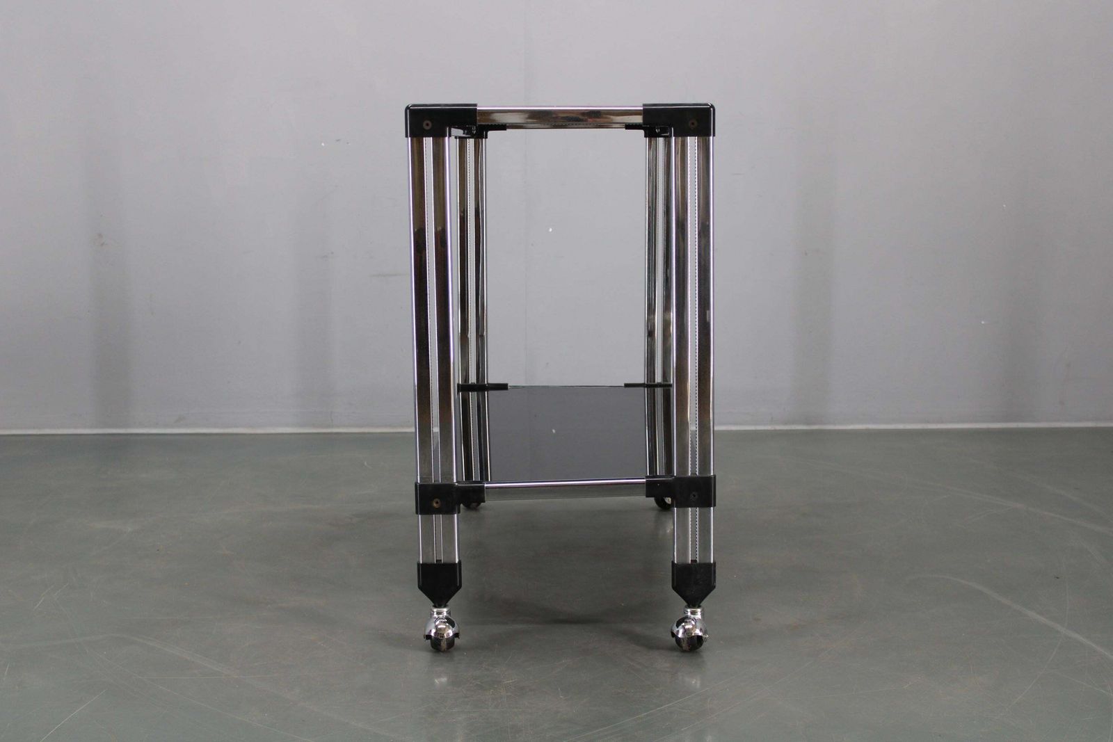1970s Italian Chrome & Smoked Glass Serving Table On Casters photo buy