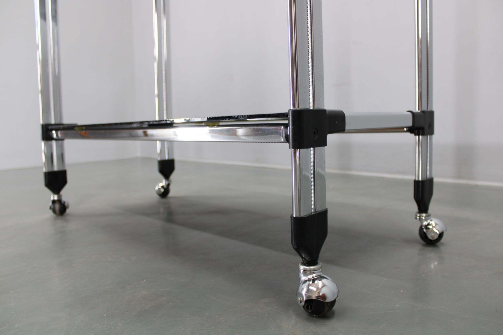 photo for sale 1970s Italian Chrome & Smoked Glass Serving Table On Casters