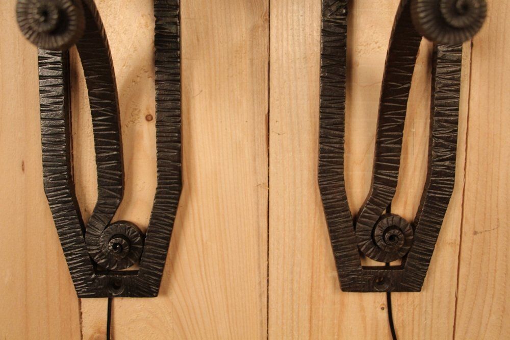 Vintage Art Deco Wall Lights In Wrought Iron, 1930s, Set Of 2 photo 2296.0