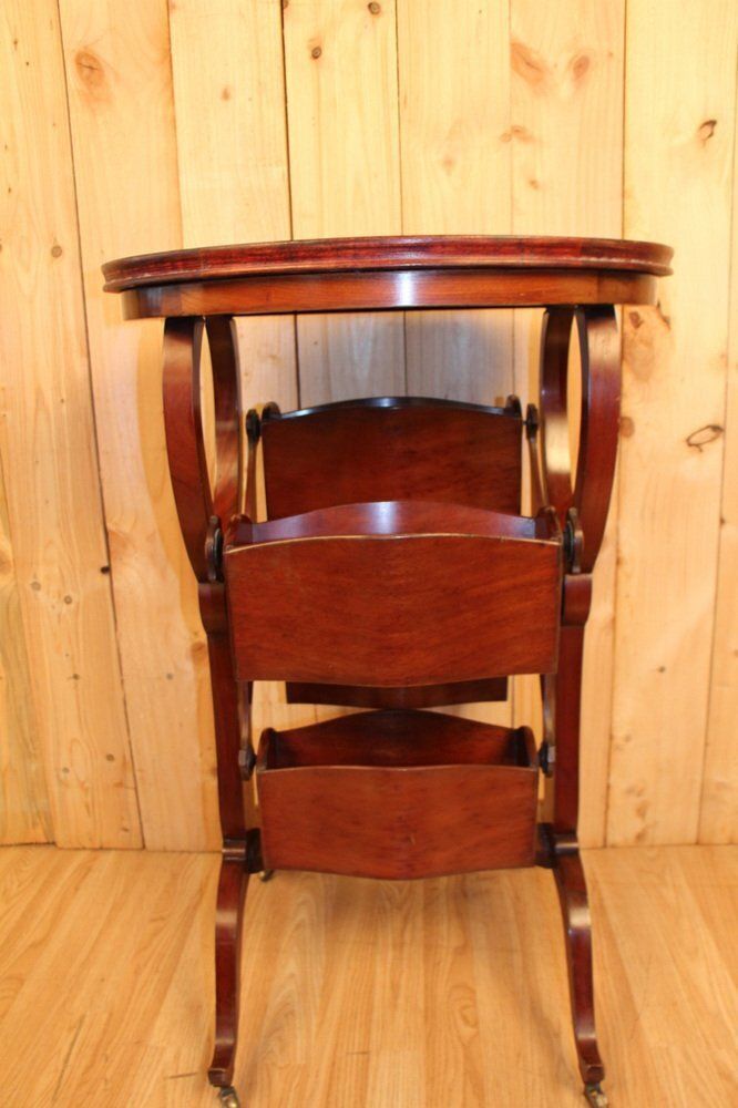 English Revue Door Table In Mahogany, 1890s photo vintage