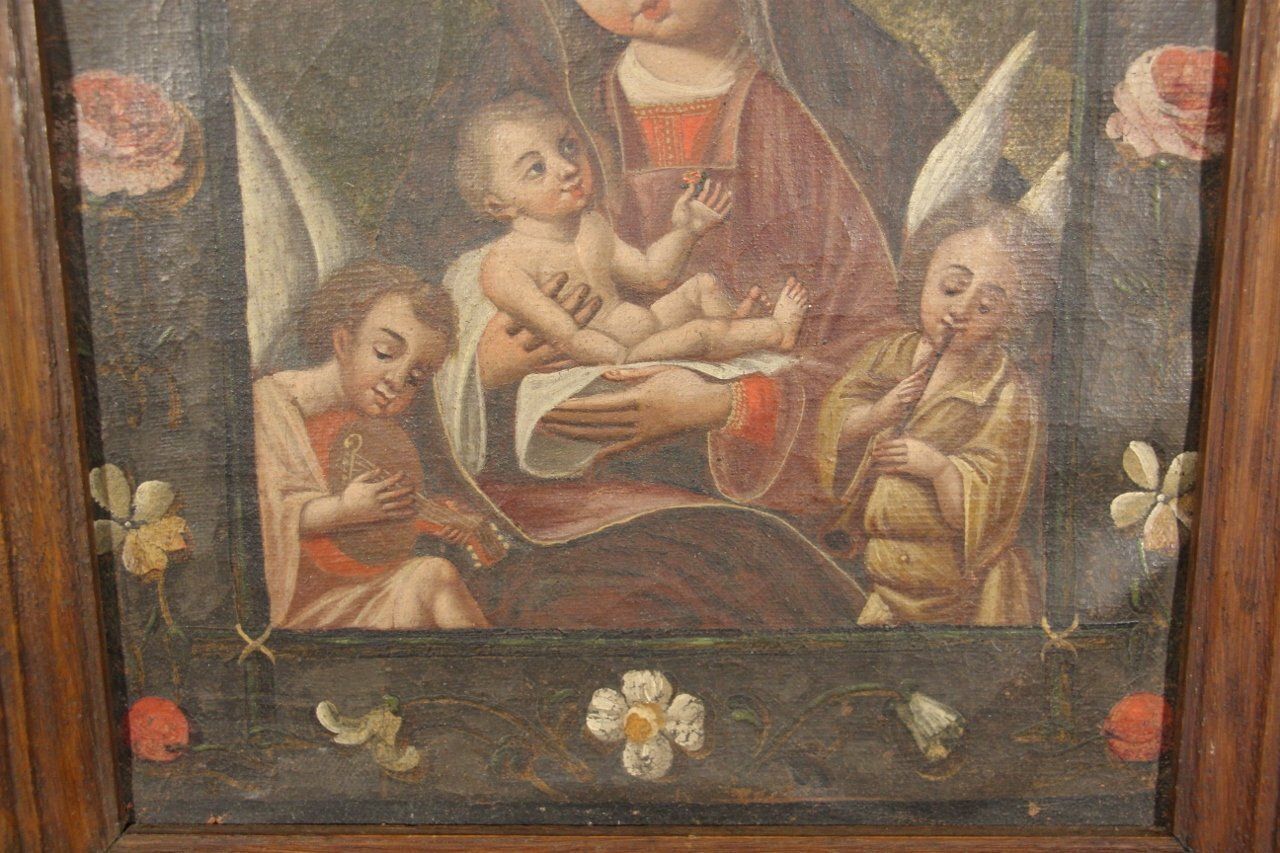 Hispanic School Artist, Virgin And Child, Late 1700s, Oil On Canvas photo Art