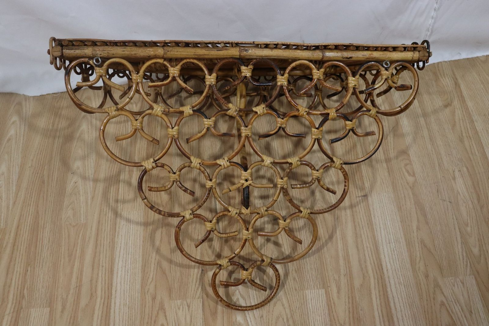 6696.0 Huge Rattan Entrance Mirror And Saddle By Franco Albini, 1960, Set Of 2 photo