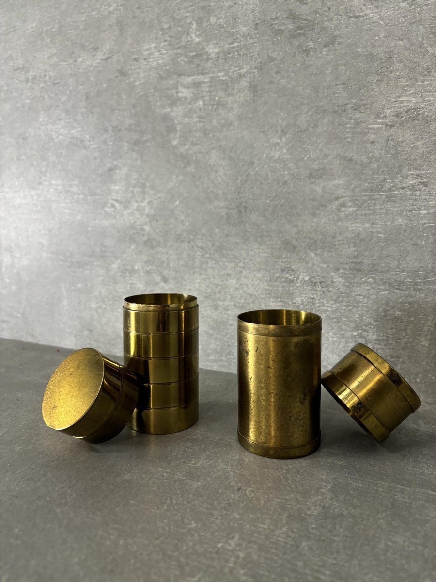 Brass Containers By Gabriella Crespi, 1970s, Set Of 2 photo for sale