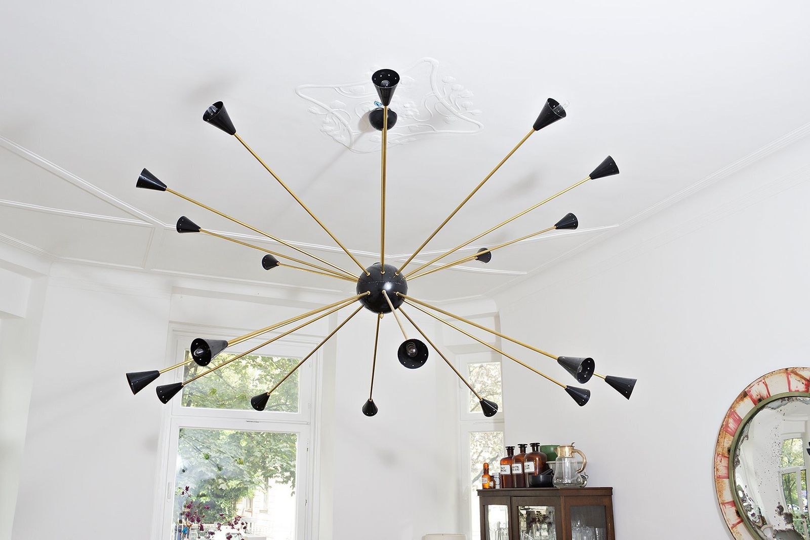 photo for sale Large Italian Sputnik Chandelier From Stilnovo, Italy, 1960s