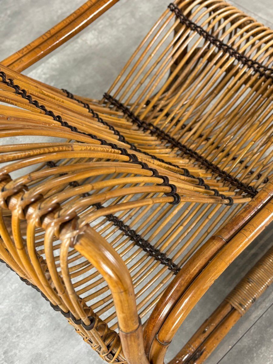 Wicker Lounge Chair Attributed To Raffaella Crespi, Italy, 1960s photo buy