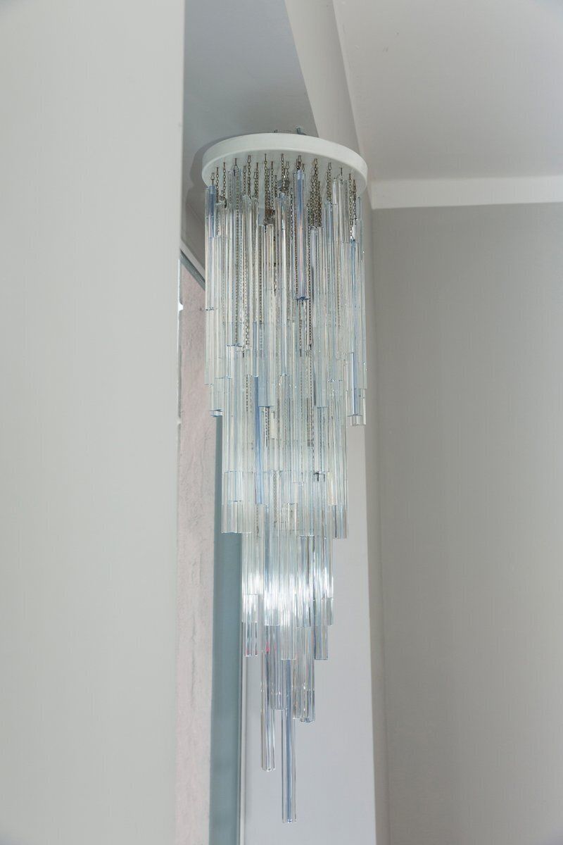 Italian Trilobo Chandelier From Venini, 1970s photo for sale