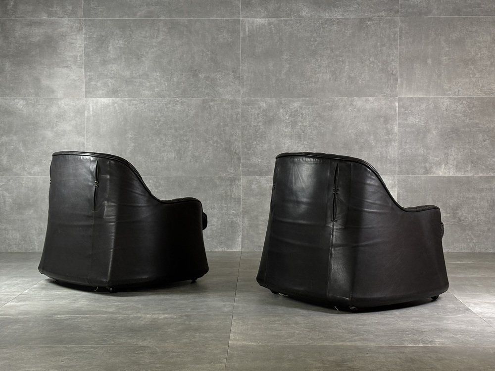 Set Of Ciprea Leather Armchairs By Afra And Tobia Scarpa For Cassina, 1960s photo furniture
