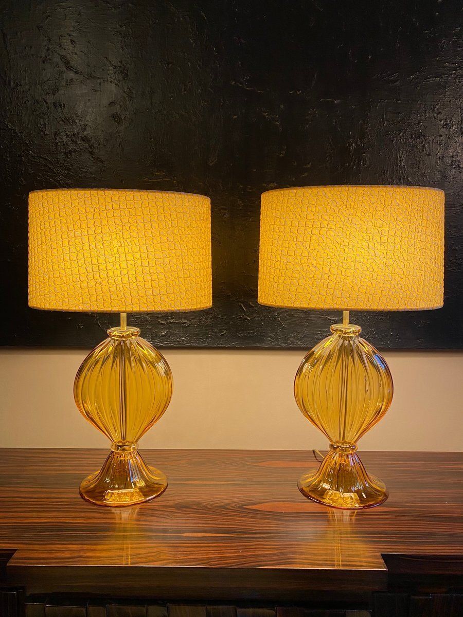 Murano Glass Table Lamps, Italy, 1965, Set Of 2