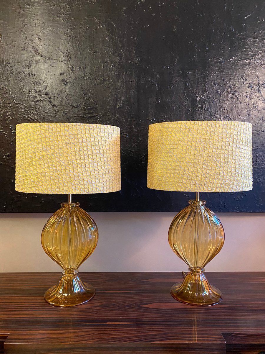 Murano Glass Table Lamps, Italy, 1965, Set Of 2 photo furniture