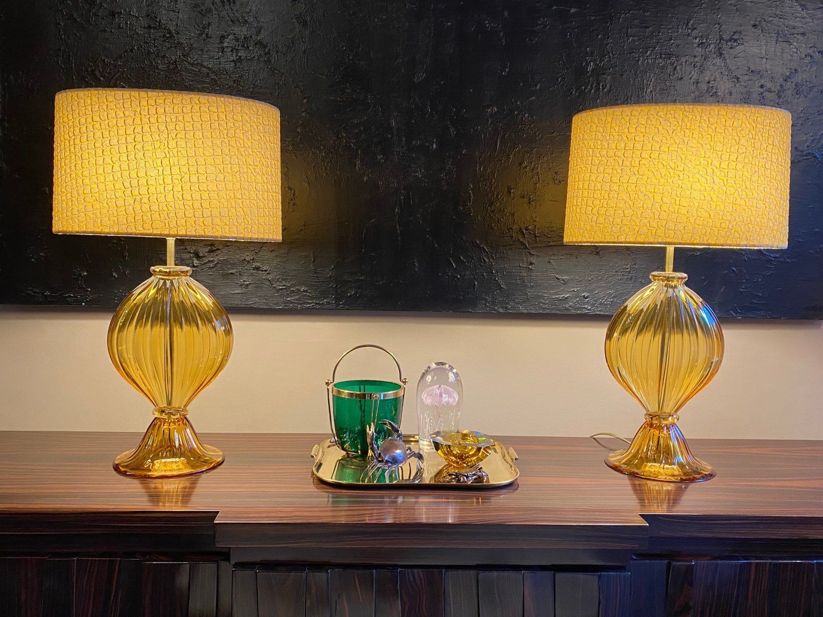Murano Glass Table Lamps, Italy, 1965, Set Of 2 photo for sale