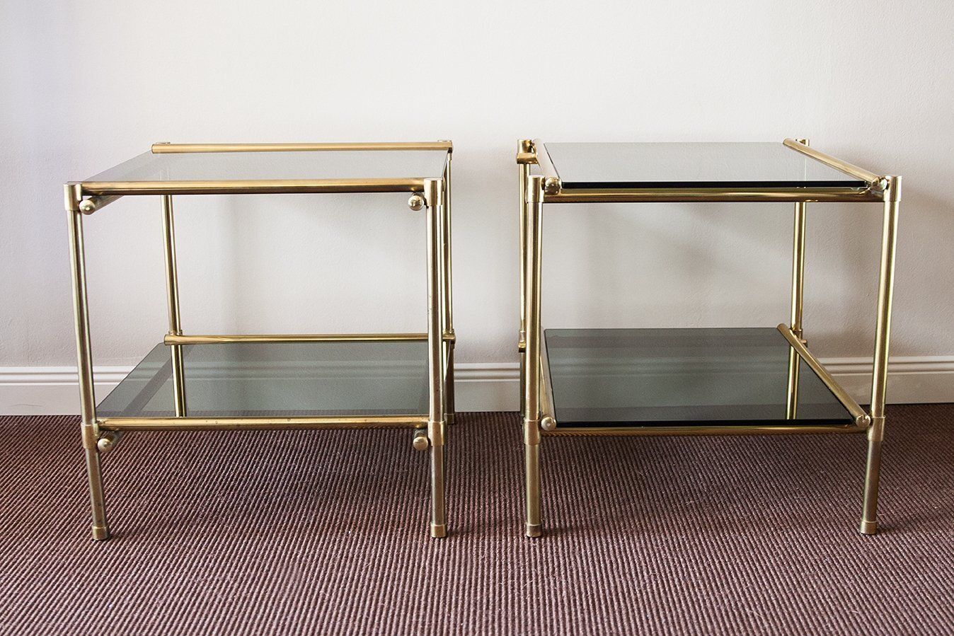 Italian Side Tables In Brass, 1970, Set Of 2 photo furniture