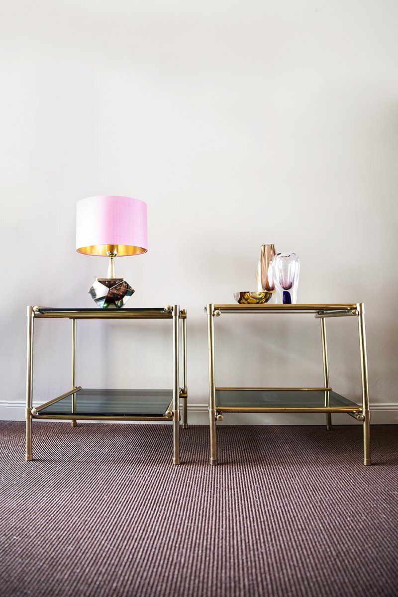 Italian Side Tables In Brass, 1970, Set Of 2 photo for sale