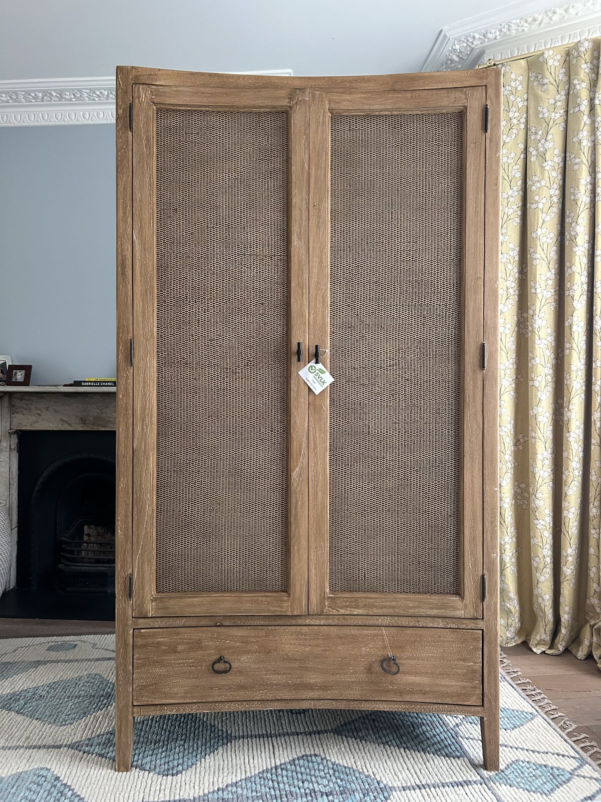 Brand New Rattan Double Wardrobe With Drawer And Hanging Rail