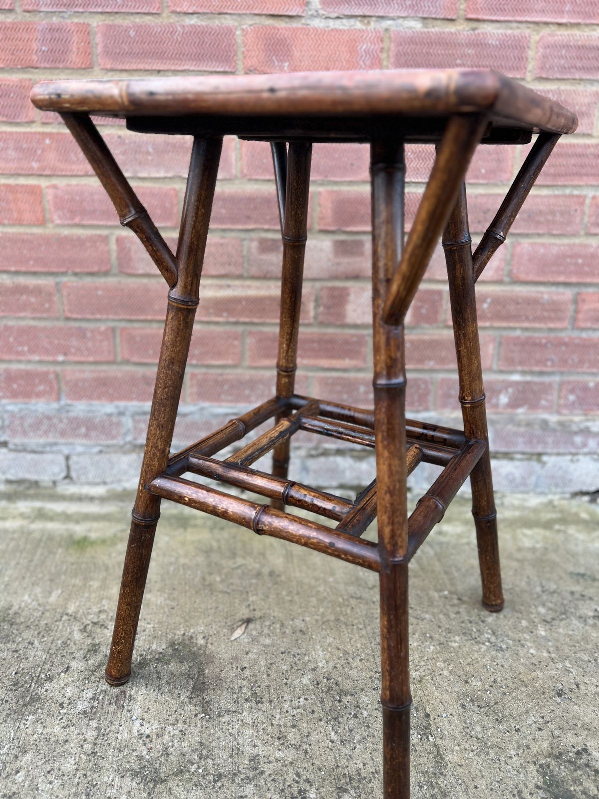 Stunning Early 20th Century Arts And Crafts Bamboo Table With Inset Tile Top photo Furniture