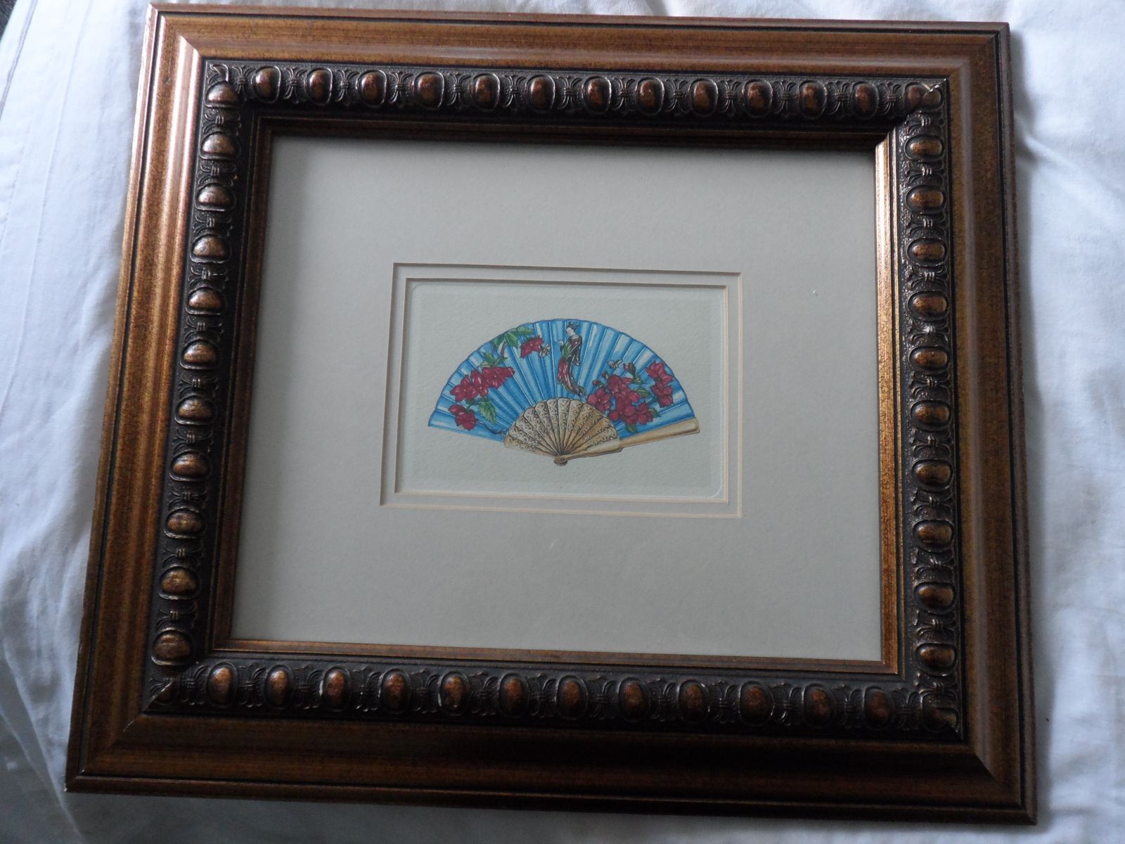 3x Rare Framed Wall Art Prints Of Oriental (Chinese, Japanese) Fans photo vinterior