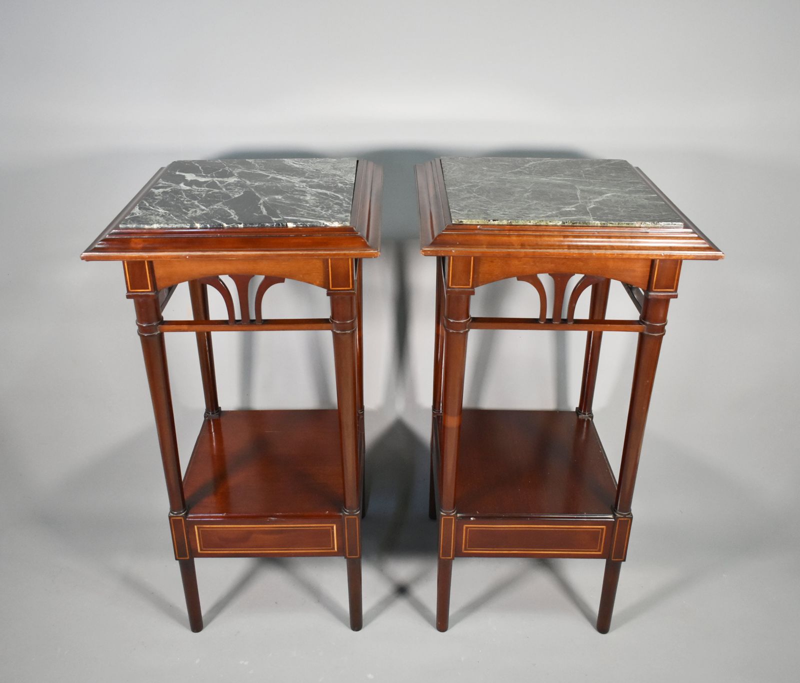 Antique Pair Of French Sellettes Pedestal Tables In Mahogany photo Furniture