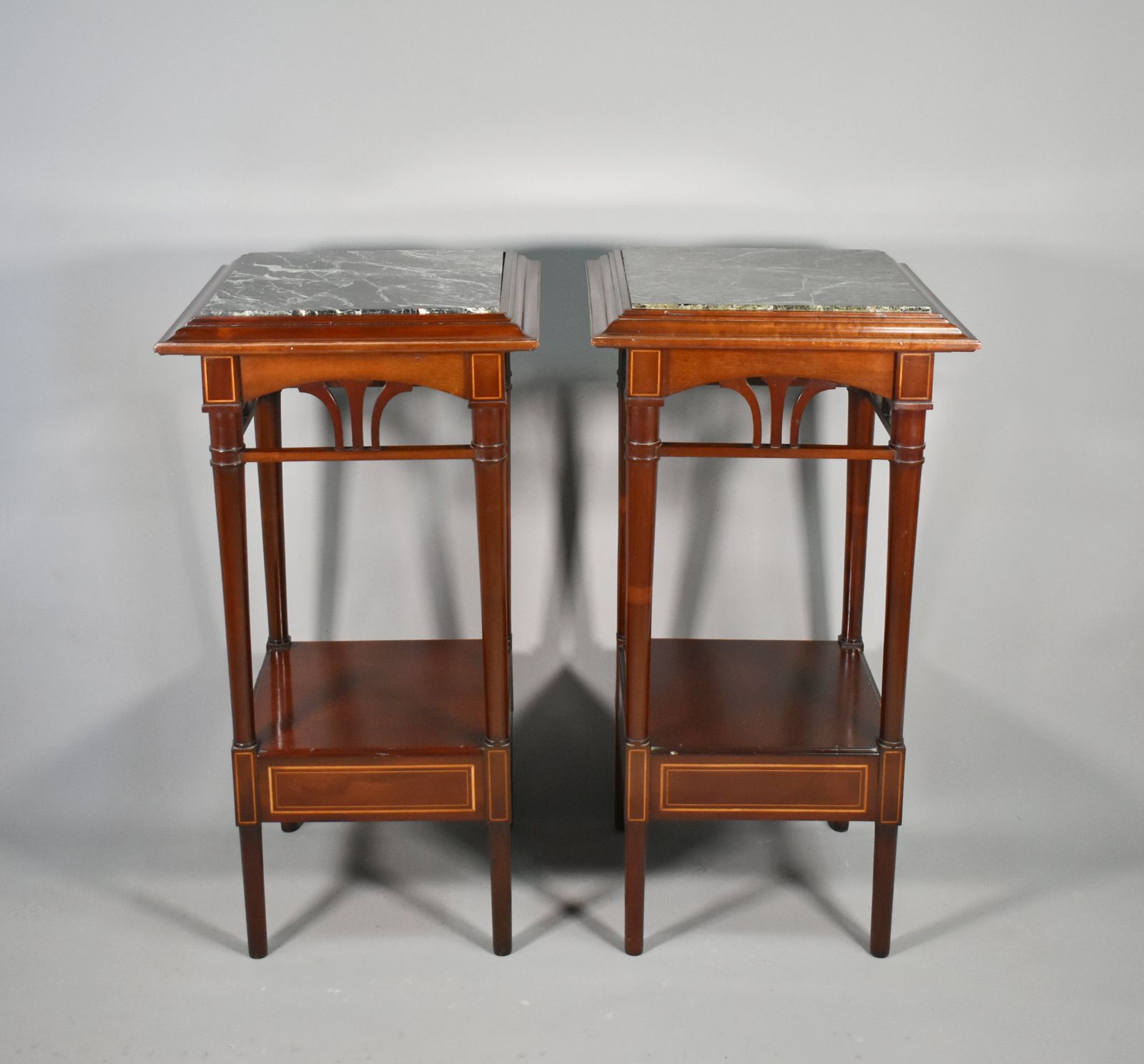 photo buy Antique Pair Of French Sellettes Pedestal Tables In Mahogany