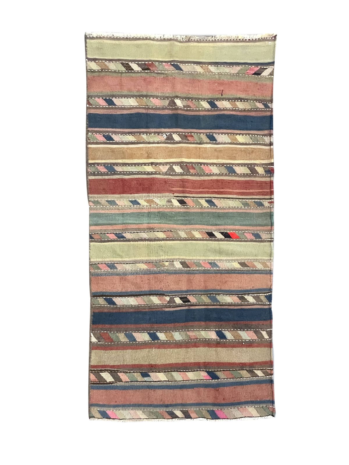 Striped Kilim Runner Rug, Handmade Wool Flatweave Rug 250 X 120 Cm photo buy