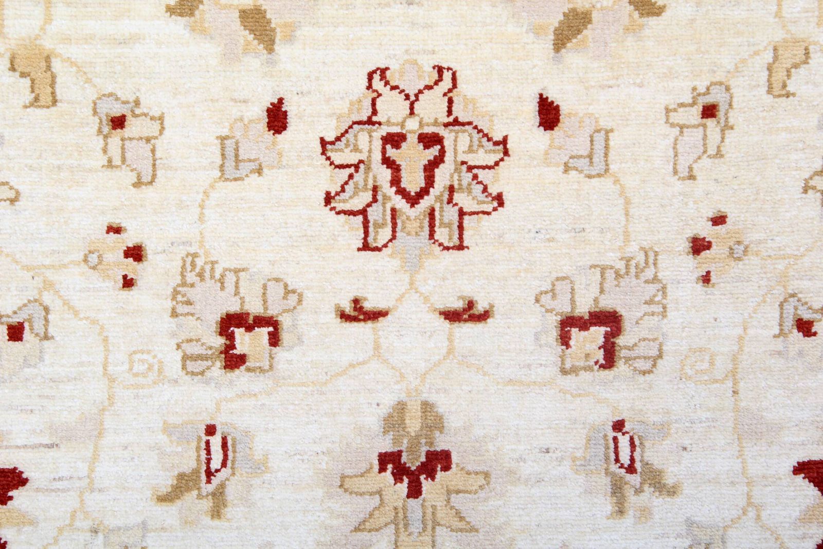 photo vinterior Beautiful Cream Brown Wool Rug, Floral Oriental Traditional Rug 106x150cm