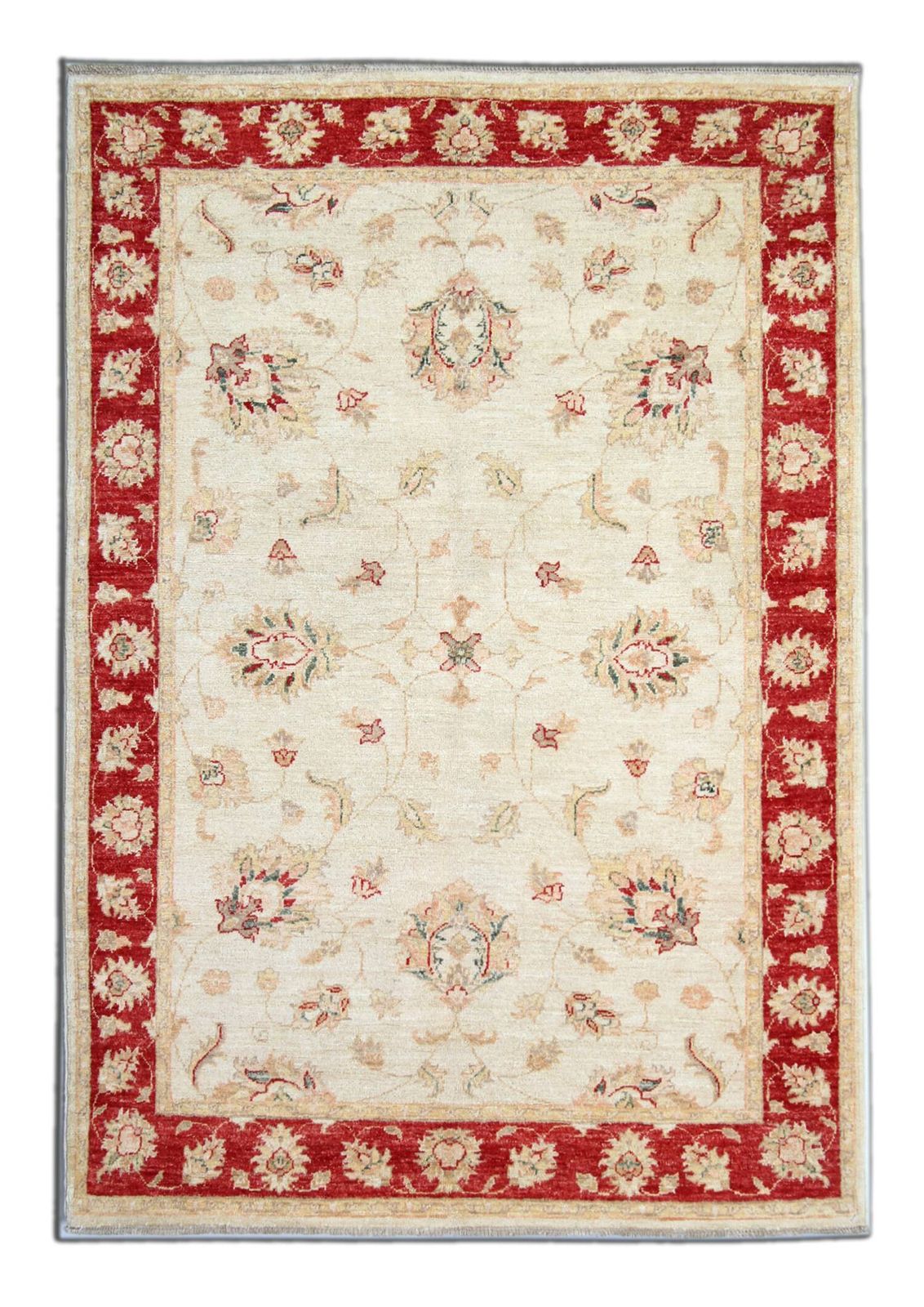 983.0 Traditional Living Room Rug, Cream Red Floral Oriental Carpet 119x175cm photo