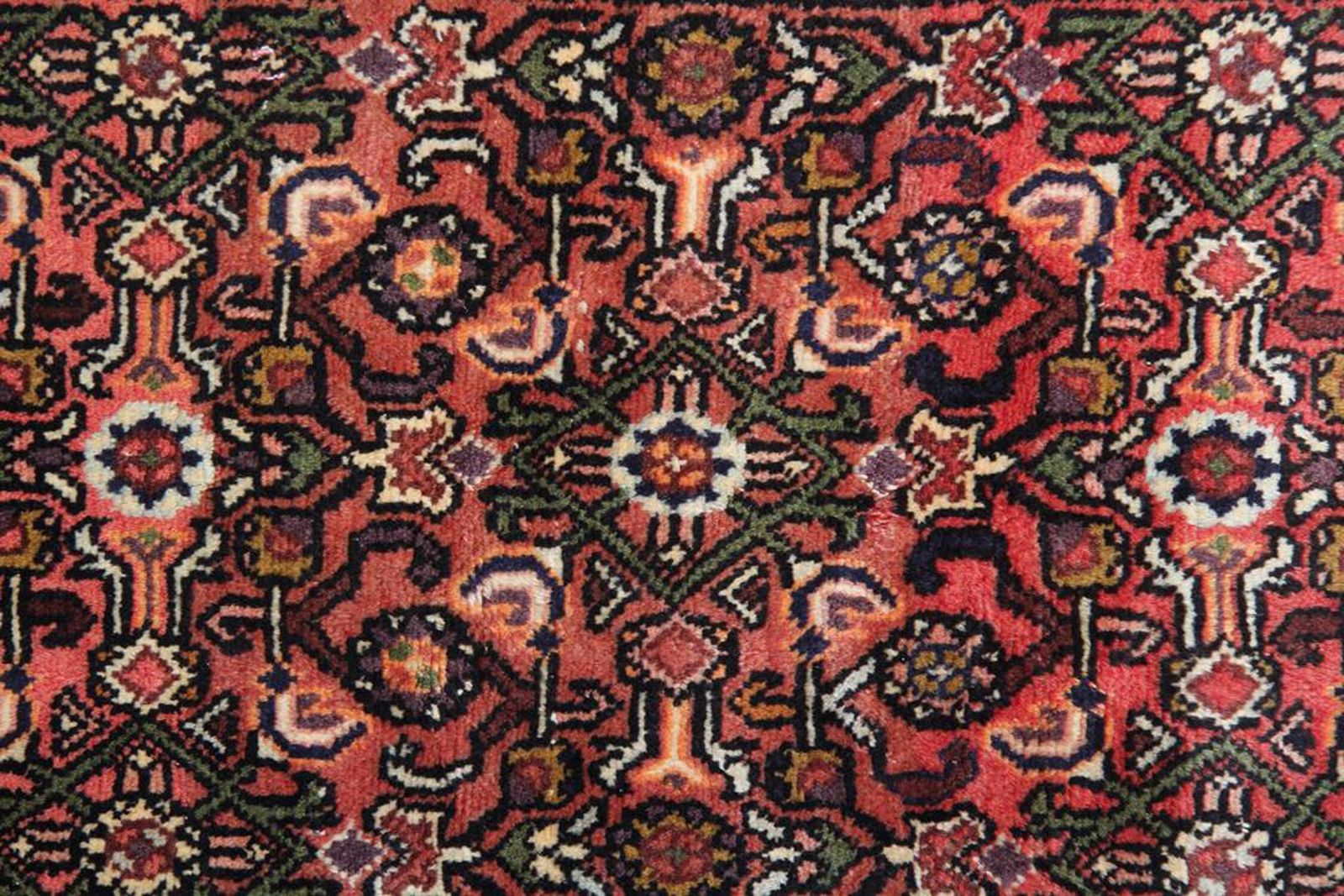 Vintage Red Wool Runner Rug, Handmade Oriental Geometric Hallway Carpet photo for sale