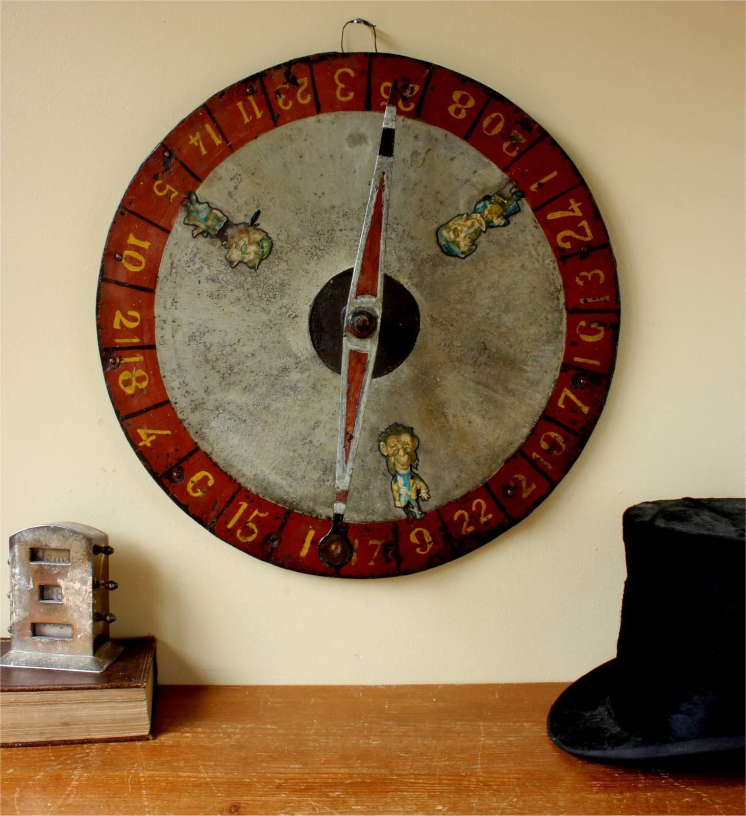 Antique Fairground Gambling Wheel. Spin To Win Spinning Carnival Game.